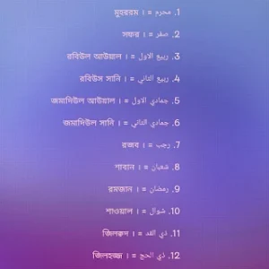 আরবি ১২ মাসের নাম - 12 month name in Arabic 1 আরবি ১২ মাসের নাম