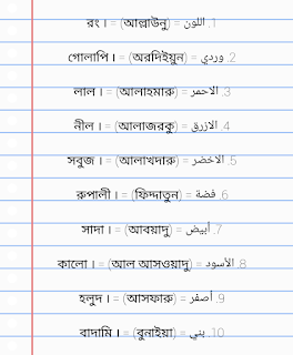 আরবি রং এর নাম - Name of color in Arabic 1 আরবি রং এর নাম