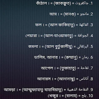 আরবিতে ফলের নাম - Fruit name in Arabic 1 আরবিতে ফলের নাম