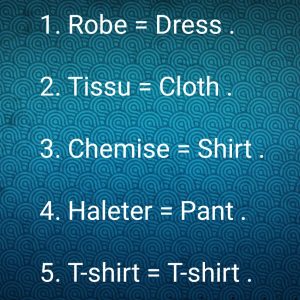 French vocabulary for clothes